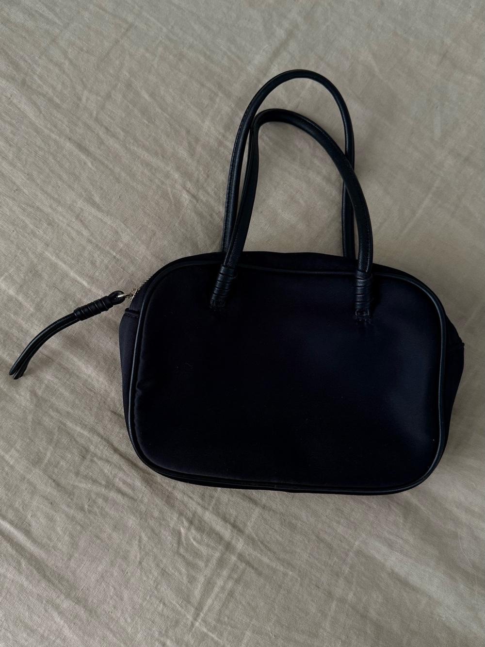 Elizabeth & James Black Top-Handle Satin Bag